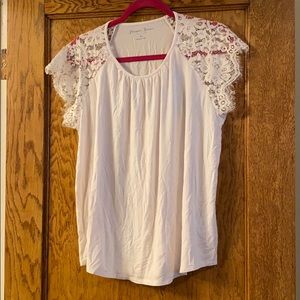 Draper James White Lace Sleeve Top